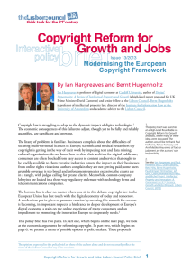 Copyright Reform for Growth and Jobs Growt g