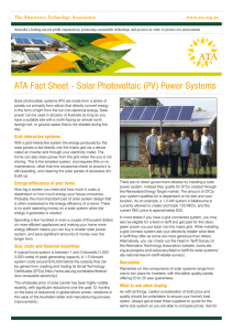 ATA Fact Sheet - Solar Photovoltaic (PV) Power Systems