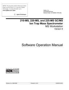 210/220/225-MS GC/MS Ion Trap Mass Spectrometer Software