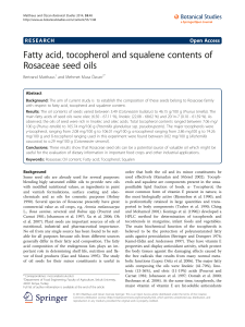 Fatty acid, tocopherol and squalene contents of Rosaceae seed oils