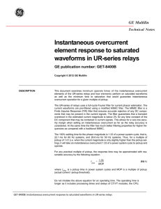 Instantaneous overcurrent element response to saturated