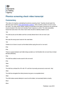 Phonics screening check: video transcript