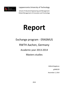 Exchange program - ERASMUS RWTH Aachen, Germany