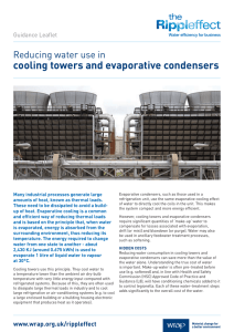 Reduce water use in cooling towers and evaporative condensers
