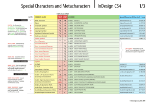 InDesign CS4 Special Characters