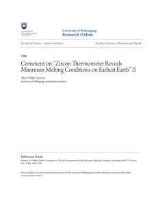 Comment on ``Zircon Thermometer Reveals Minimum Melting