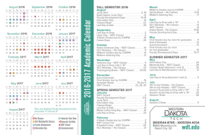 2016-2017 Academic Calendar