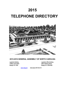 2015 telephone directory - North Carolina General Assembly