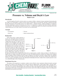 Pressure vs. Volume and Boyle`s Law