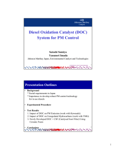 Diesel Oxidation Catalyst (DOC) System for PM Control