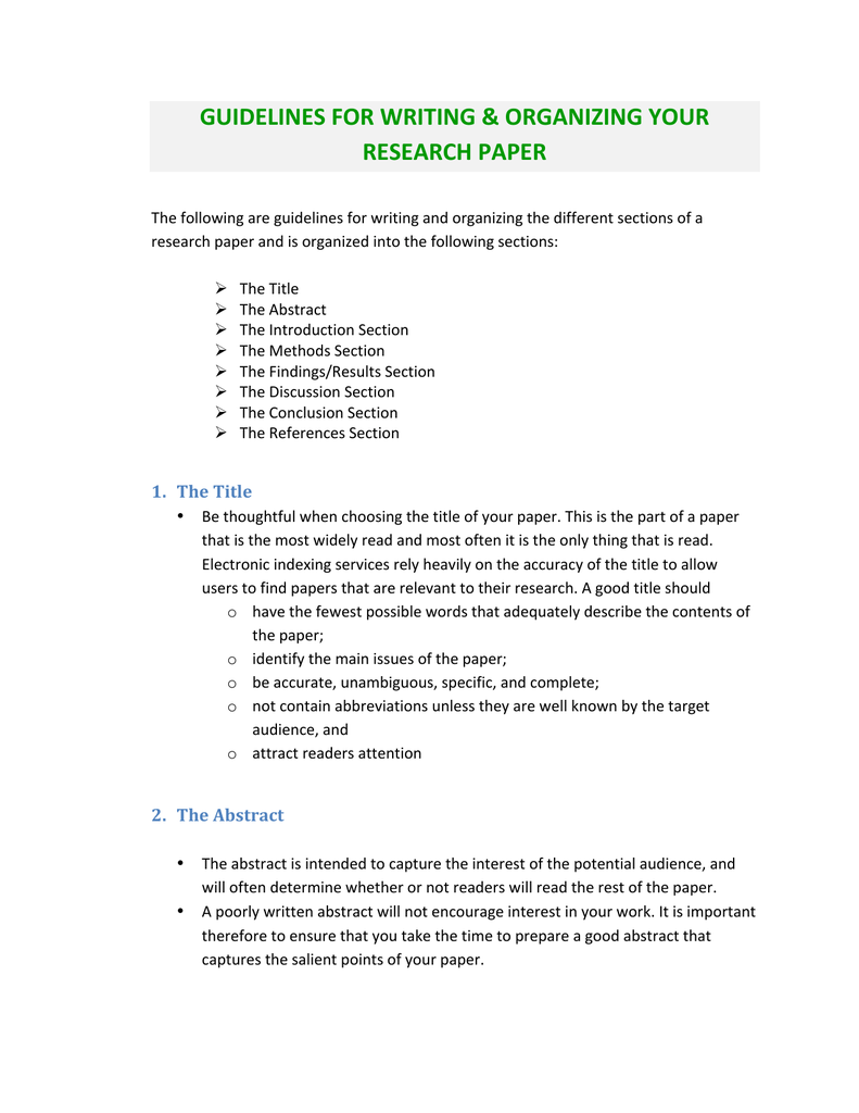 state the guidelines for writing a research report