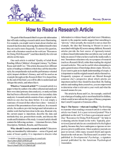 How to Read a Research Article