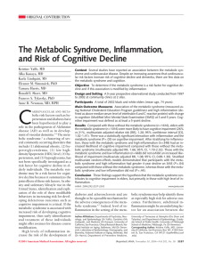 The Metabolic Syndrome, Inflammation, and Risk of Cognitive Decline