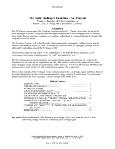 The Solar-Hydrogen Economy - An Analysis