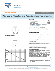 Wirewound Rheostats and Potentiometers Characteristics