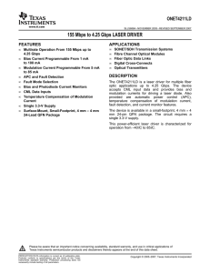 155 Mbps to 4.25 Gbps Laser Driver (Rev. A)