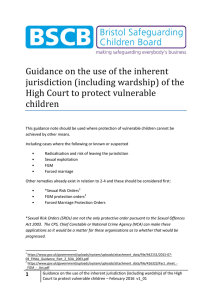 Guidance on the use of the inherent jurisdiction (including wardship)