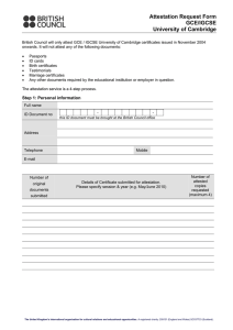 Attestation Request Form GCE/IGCSE University of Cambridge