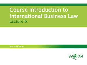 Course Introduction to International Business Law