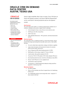 ORACLE CRM ON DEMAND DATA CENTER AUSTIN, TEXAS USA