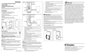 Line Voltage Electric Heater Thermostat TS521W/TD522W Series