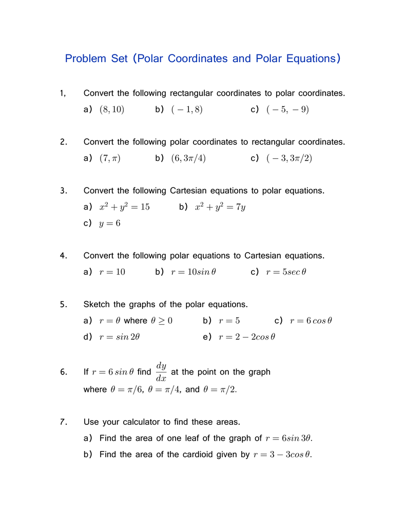 graphing polar coordinates worksheet with answers