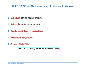 MAT 1160 — Mathematics, A Human Endeavor