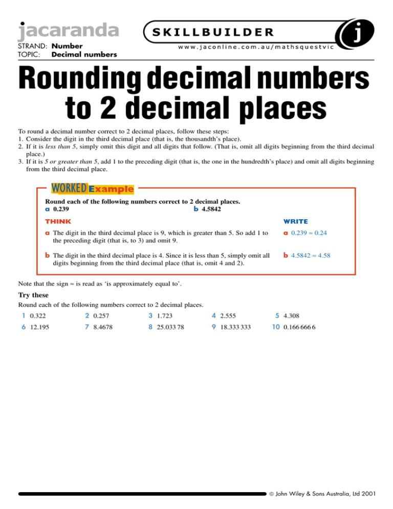 What Does It Mean When It Says Round To Two Decimal Places