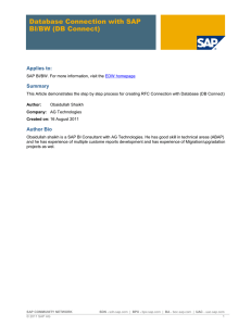 Database Connection with SAP BI/BW (DB Connect)