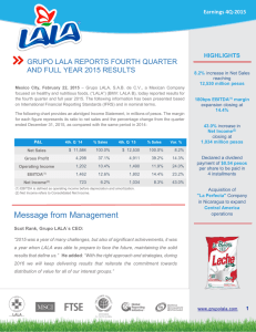 The Company`s Fourth Quarter 2015 Results Press