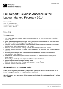 Sickness Absence in the Labour Market, February 2014