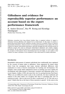 Giftedness and evidence for reproducibly superior performance: an
