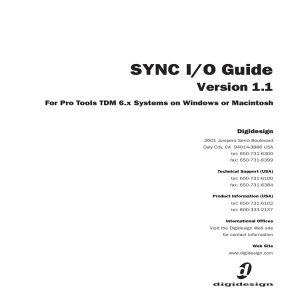 SYNC I/O Guide - Digidesign Support Archives