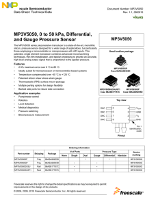 MP3V5050, 0 to 50 kPa, Differential, and Gauge Pressure Sensor