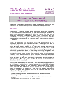 Autonomy or Dependence? North–South NGO Partnerships