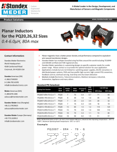 Planar Inductors for the PQ20,26,32 Sizes 0.4