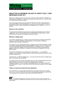 reduction in maximum values of earth fault loop impedance in bs 7671