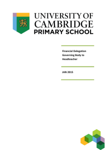 Financial Delegation Governing Body to Headteacher