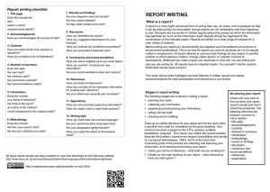 Report writing An advice sheet on report writing
