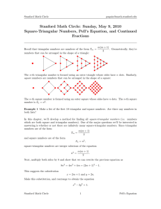 Square-Triangular Numbers, Pell Equations, and Continued Fractions