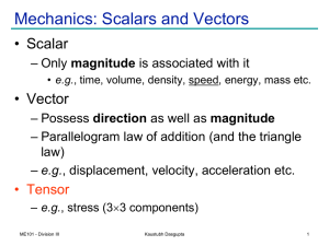 Mechanics: Scalars and Vectors