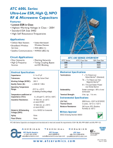 ATC 600L Series Ultra-Low ESR, High Q, NPO RF