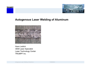 Autogenous Laser Welding of Aluminum