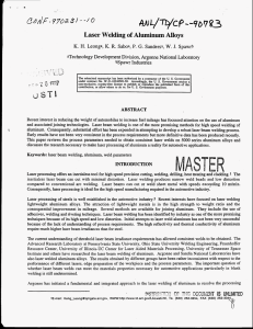 Laser Welding of Aluminum Alloys