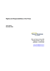 Rights and Responsibilities of the Press