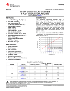 0.03-μV/°C Drift Low-Noise Rail-to-Rail Output, 36-V, Zero