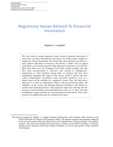 Regulatory Issues Related To Financial Innovation