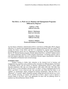 The D.B.A. vs. Ph.D. in U.S. Business and Management Programs