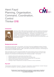 Henri Fayol Planning, Organisation,Command, Coordination, Control