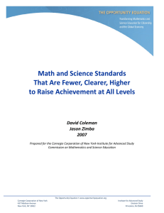 Math and Science Standards That Are Fewer, Clearer, Higher to
